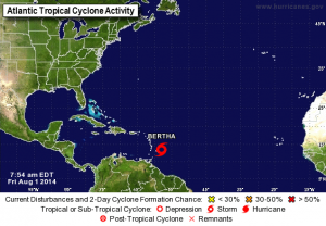 La tempête tropicale Bertha en déplacement  